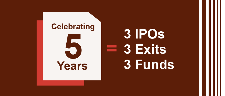 Celebrating 5 Years, 3 IPOs, 3 Exits, 3 Funds
